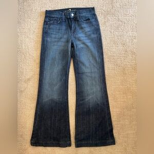 👖♦️ 7 For All Mankind Women High Rise Flared Jeans Dark Wash Size 26 Y2K Retro